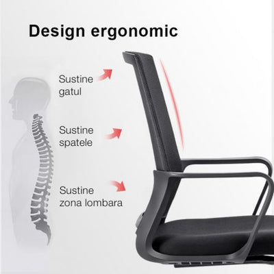 Scaun conferinta spatar mesh negru Deli