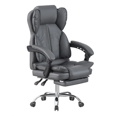 Scaun directorial, suport picioare, funcție recliner, SIB , piele ecologica, Gri