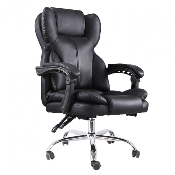Scaun directorial, suport picioare, funcție recliner, SIB, piele ecologica, Negru
