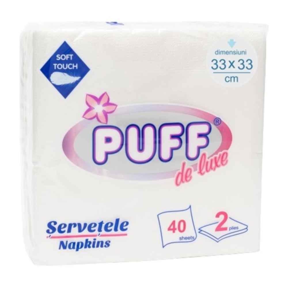 Servetele Masa Albe 33X33Cm Puff 2 Straturi 40Buc