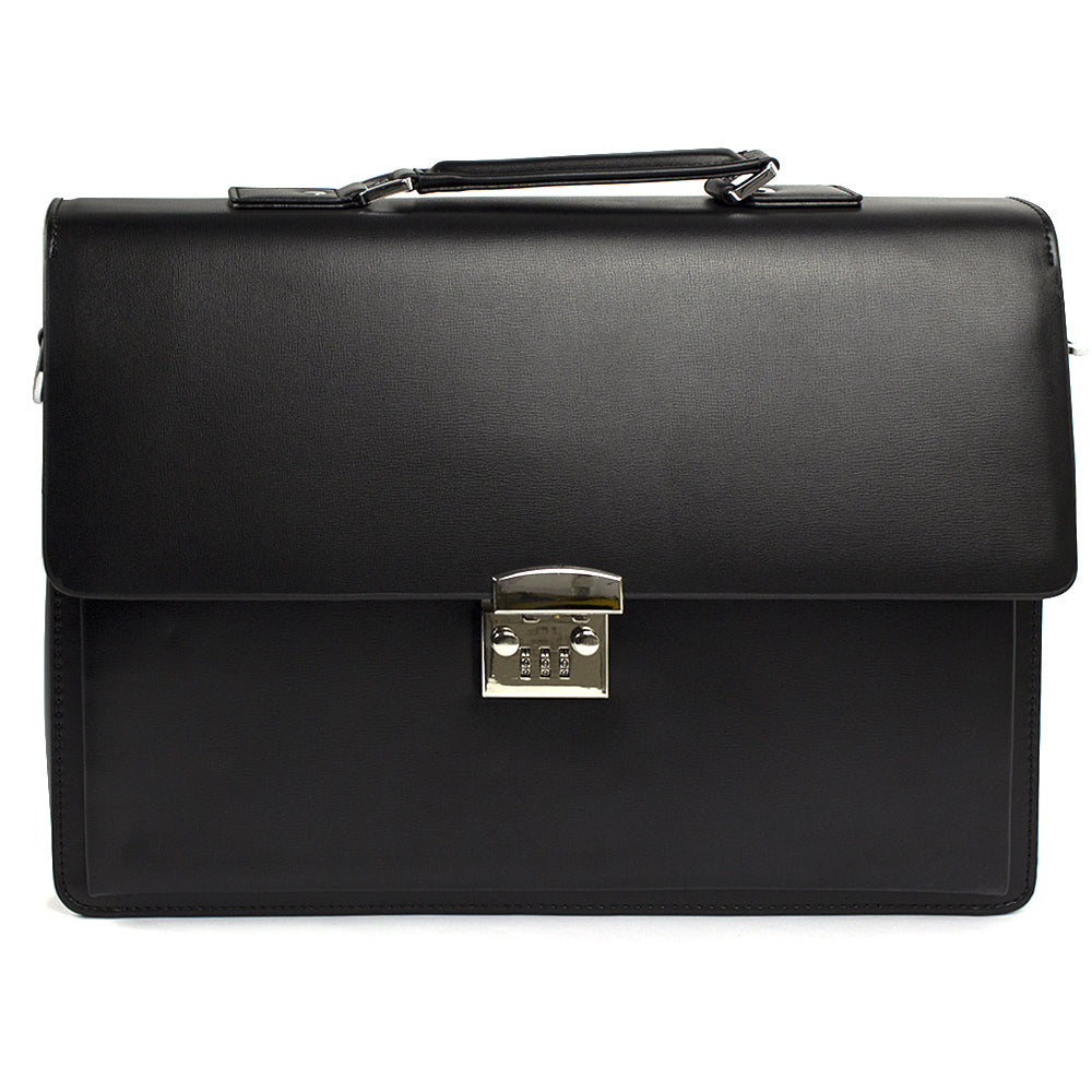 Servieta Imitatie Piele Neagra 385X280X90Mm Cu Cifru Evoffice