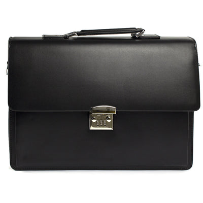 Servieta Imitatie Piele Neagra 385X280X90Mm Cu Cifru Evoffice