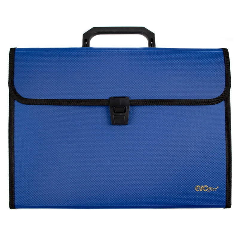 Servieta Plastic A4, Burduf 25 Mm, 13 Compartimente Cu Index Evoffice - Albastru