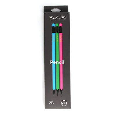 Set 10 creioane grafit Evoffice în culori pastel cu radieră și formă hexagonală, duritate 2B