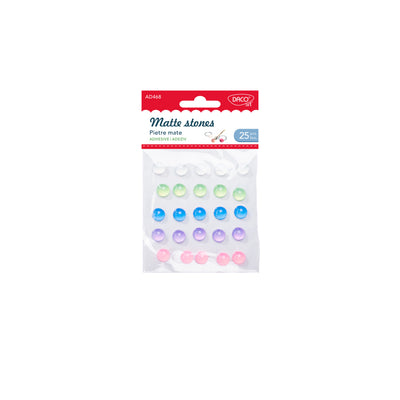 Set de 25 pietre decorative autoadezive DACO cu finisaj mat (1 cm), ideale pentru felicitări, scrapbooking, decorațiuni interioare și proiecte handmade rafinate