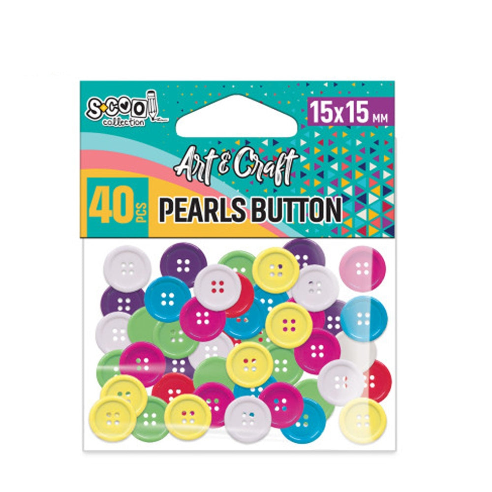 Set de 40 nasturi decorativi colorați din plastic S-COOL (15 x 15 mm), ideali pentru proiecte handmade, vestimentație, cusut, lipit și activități creative în școli