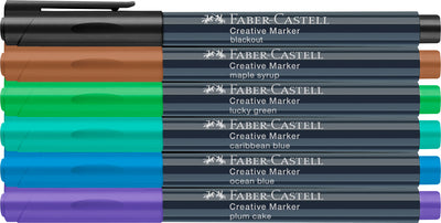 Set 6 markere creative Faber-Castell editia Forest culori naturale pentru sticla piatra metal si hartie