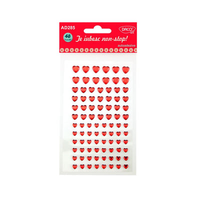 Set de 84 accesorii autoadezive DACOart în formă de inimă (3 dimensiuni), ideale pentru scrapbooking, felicitări romantice, proiecte școlare și decorațiuni handmade