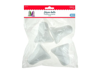 Set de 4 clopoței din polistiren Dacoart de 7 cm, ideali pentru decorarea bradului și realizarea de ornamente handmade de Crăciun