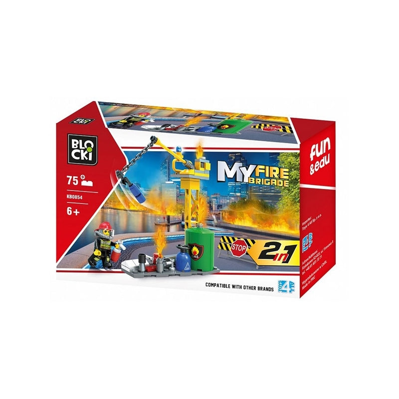 Set de construcție Utilaj Pompieri Blocki My Fire Brigade 75 piese KB0854 cu figurină și accesorii