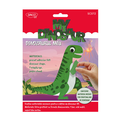 Set creativ DIY Dinozaurul Meu din fetru DACOart SC072 cu piese predecupate și suport pentru copii