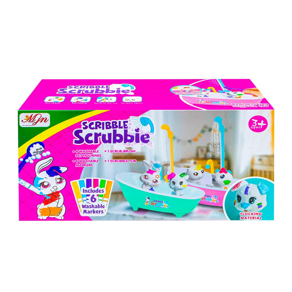 Set creativ cu figurine de colorat și spălat, cadă funcțională cu duș și markere lavabile pentru copii.