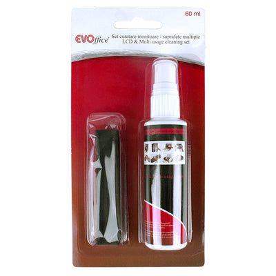 Set Curatare Monitoare , Spray 60 Ml Si Laveta Microfibra Evoffice