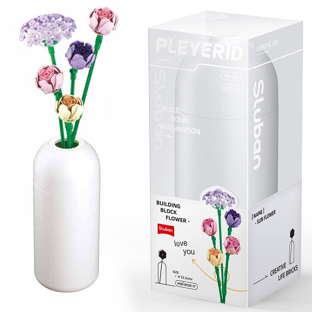 Set De Constructie Flowers, 198 Piese, Bujor - Sluban