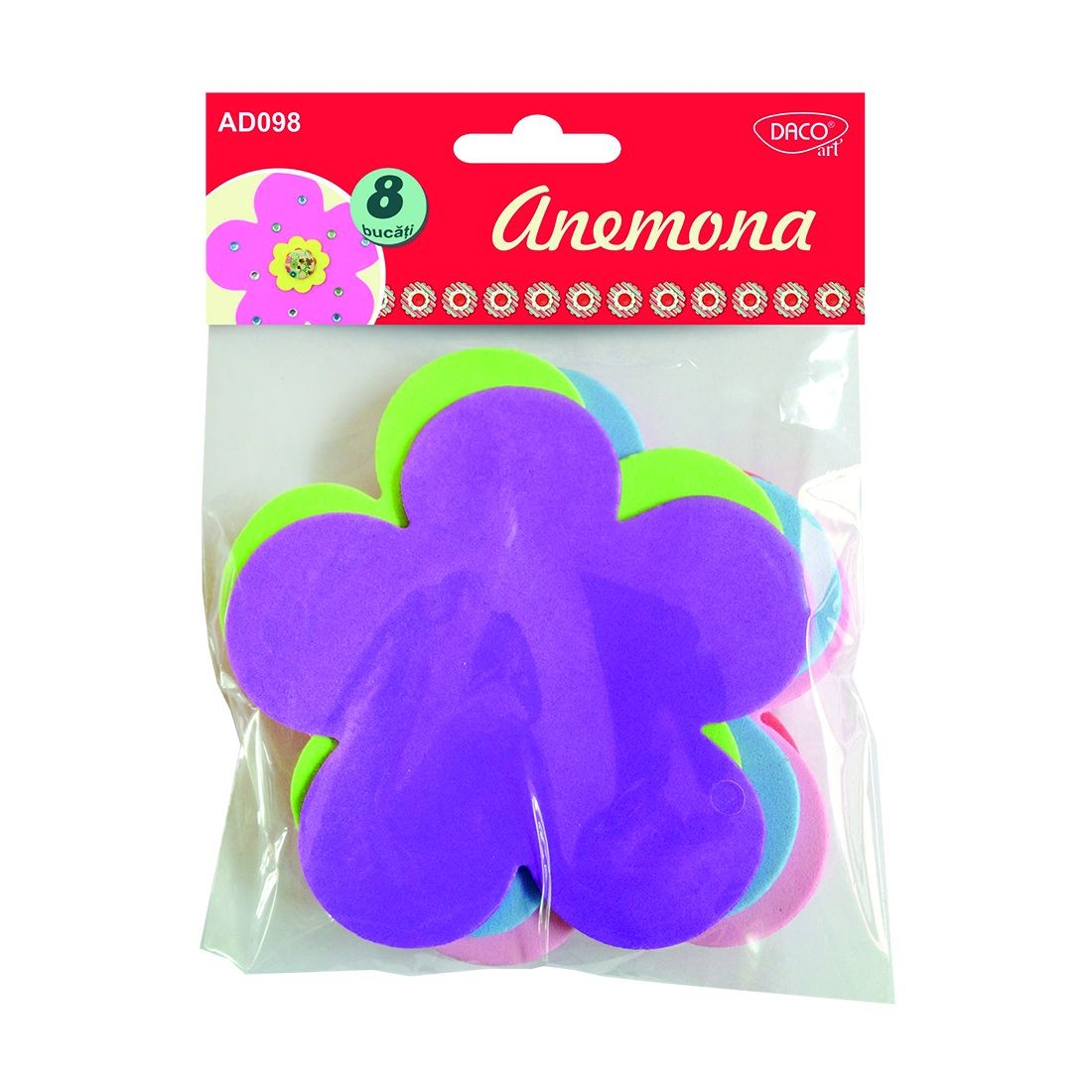 Set de 8 forme decorative de anemone din spumă Dacoart, ideale pentru proiecte handmade și aranjamente creative