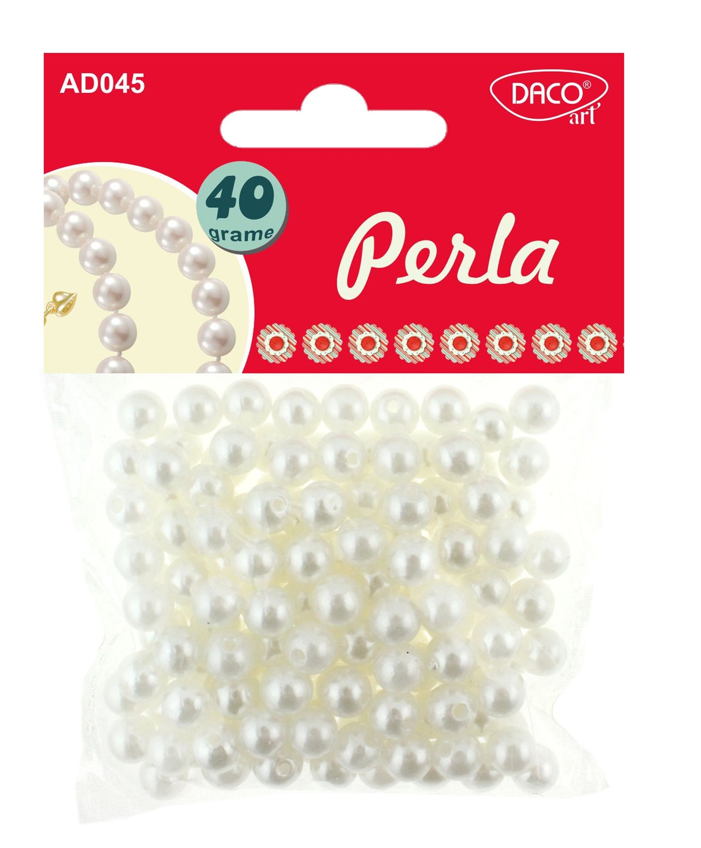 Set de perle decorative DACOart (8 mm, 40 g), ideale pentru bijuterii handmade, decorațiuni de evenimente, scrapbooking și proiecte creative sofisticate