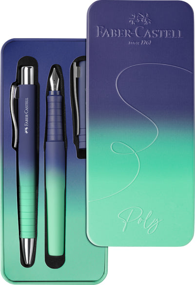 Set Stilou M + Pix Xb Poly Flow Albastru-Turcoaz Faber-Castell