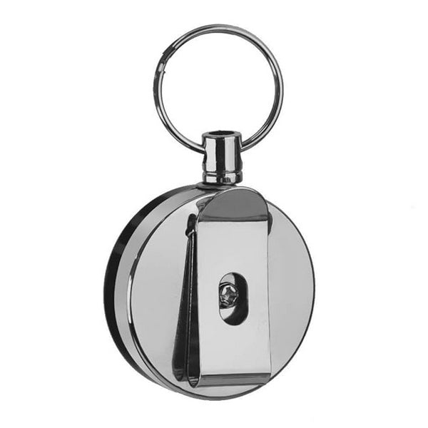 Snur Retractabil Cu Clip Pentru Buzunar Ecuson, Metalic, 75 Cm