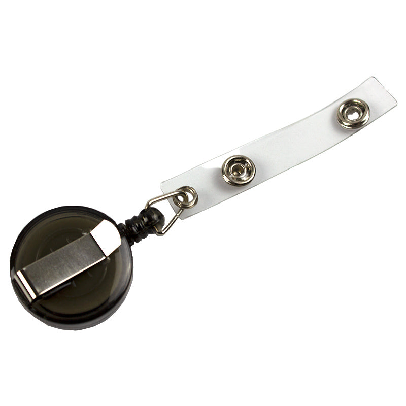 Snur retractabil cu clip pentru buzunar ecuson, plastic negru, 75cm