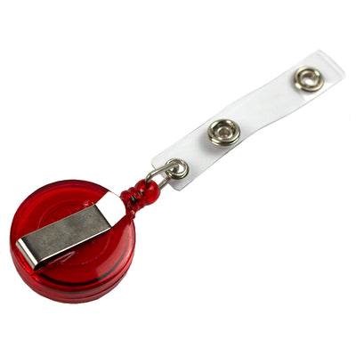 Snur Retractabil Cu Clip Pentru Buzunar Ecuson, Plastic Rosu, 75Cm