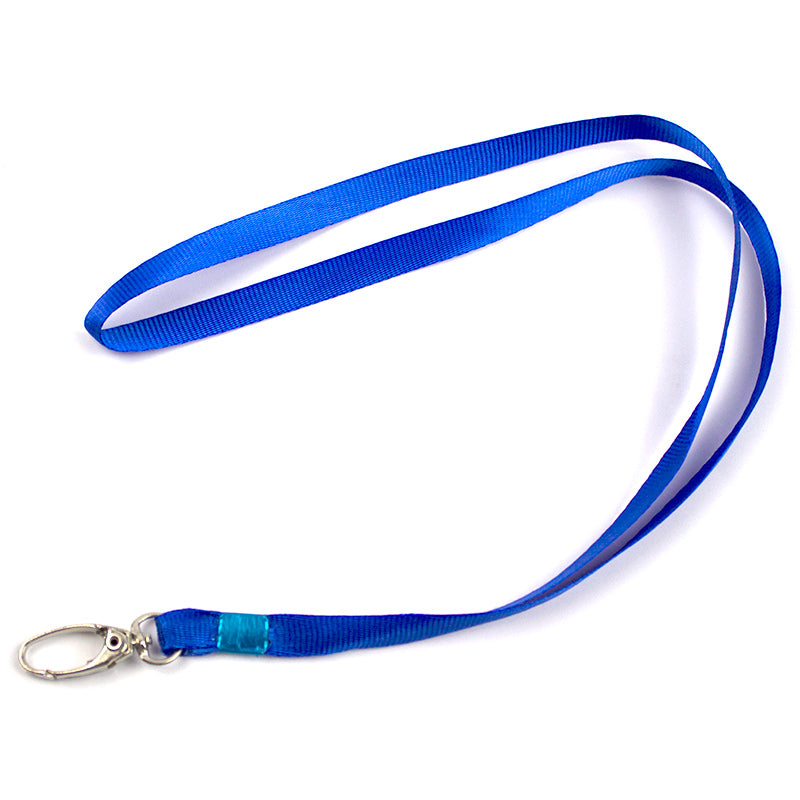 Snur Textil Cu Carabina Pentru Buzunar Ecuson, L 1Cm, L 85Cm - Albastru