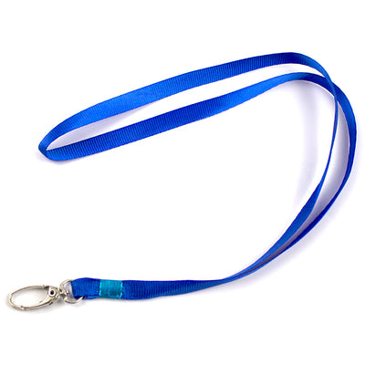 Snur Textil Cu Carabina Pentru Buzunar Ecuson, L 1Cm, L 85Cm - Albastru