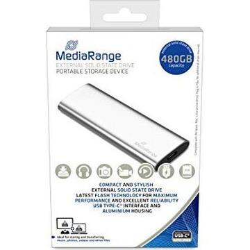 SSD Extern MediaRange 480 GB silver, USB-C 3.2
