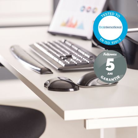 Mouse Pad Si Suport Incheieturi Negru Gel Crystal Fellowes