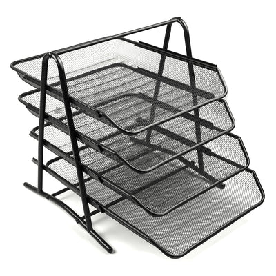 Suport Metalic Orizontal Documente Negru 4Buc/Set Evoffice