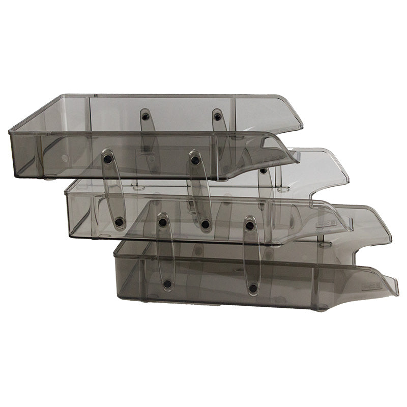 Tavite Plastic Suprapozabile Culisante 3/Set Cu Distantier Fumuriu Ark