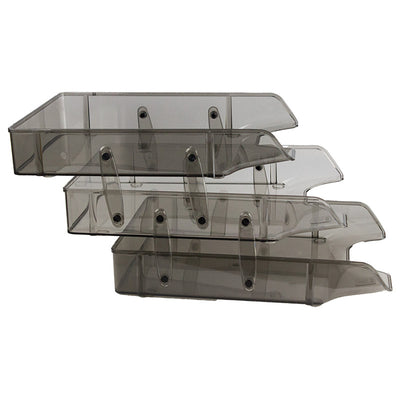 Tavite Plastic Suprapozabile Culisante 3/Set Cu Distantier Fumuriu Ark