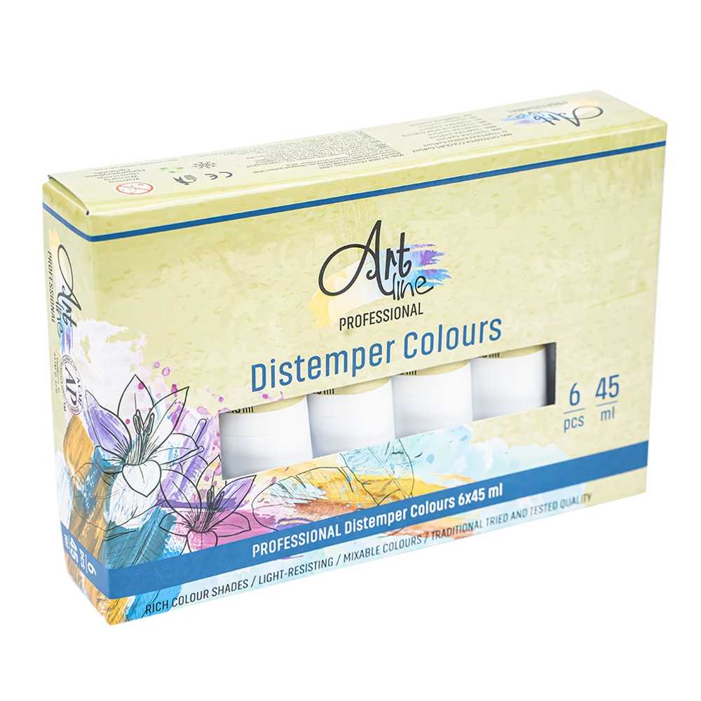 Set de 6 tuburi metalice de tempera Artline culoare maro 45ml vopsea pe baza de apa rezistenta la lumina pentru elevi si pictura