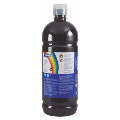 Flacon 1000 ml vopsea tempera negru MILAN pentru activități artistice, contururi clare și proiecte școlare de grup