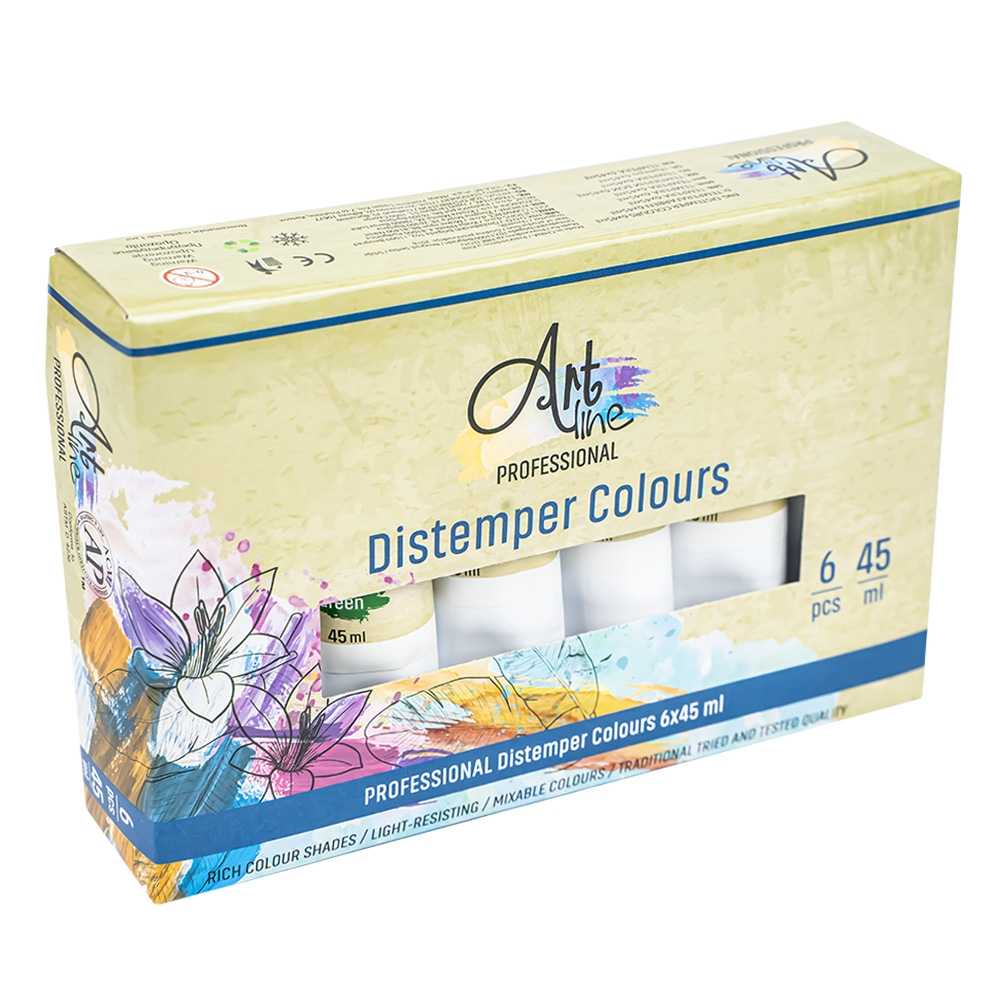 Set de 6 tuburi de tempera Artline culoare verde 45ml vopsea pe baza de apa non-toxica rezistenta la lumina pentru pictura scolara