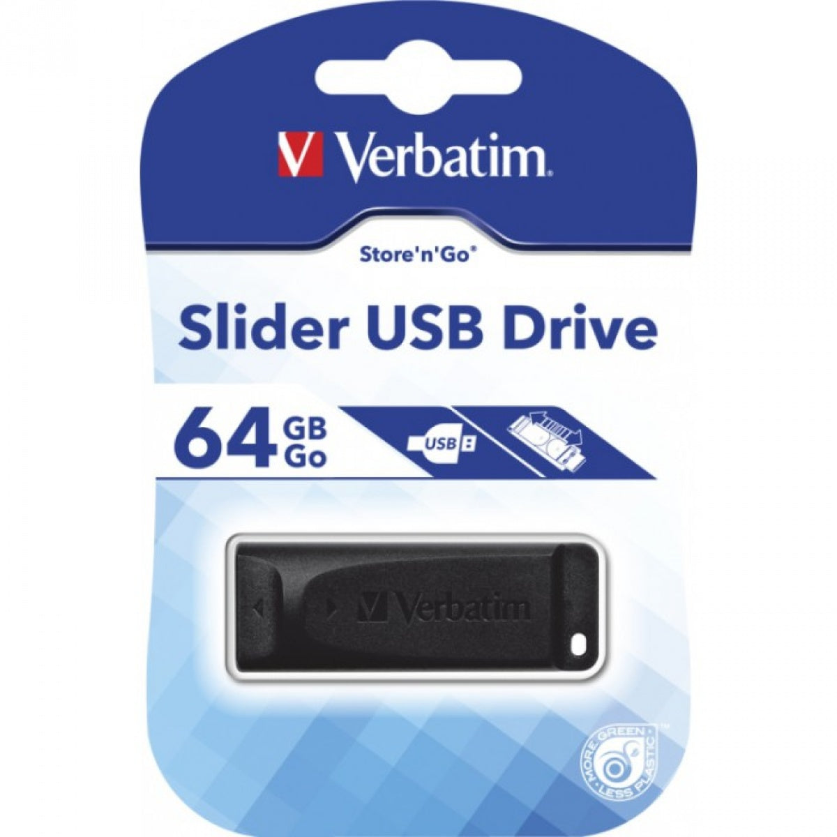 Memorie USB Verbatim Slider, 64 GB, USB 2.0, Negru