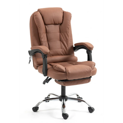 Scaun directorial, masaj in suportul lombar, suport picioare, PU, Maro, Erest