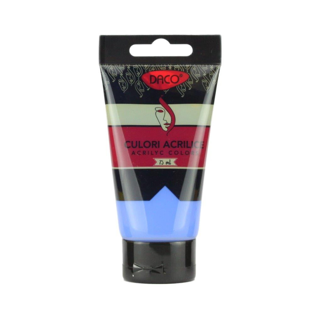 Tub vopsea acrilica DACO culoare Albastru Cobalt 75 ml pigment intens si vibrant pentru pictura pe panza lemn si proiecte creative moderne