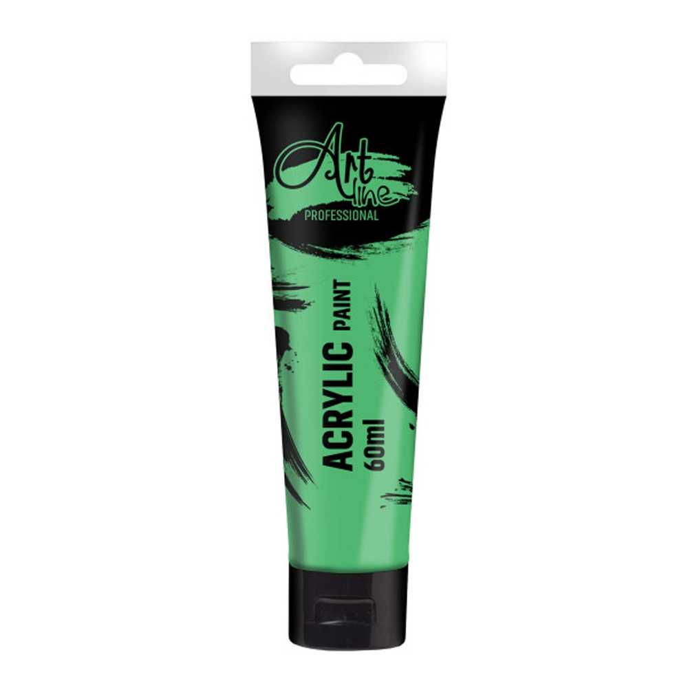 Set de 6 tuburi vopsea acrilica Artline culoare Green Emerald 60ml pigment bogat uscare rapida pentru pictura pe panza si lemn