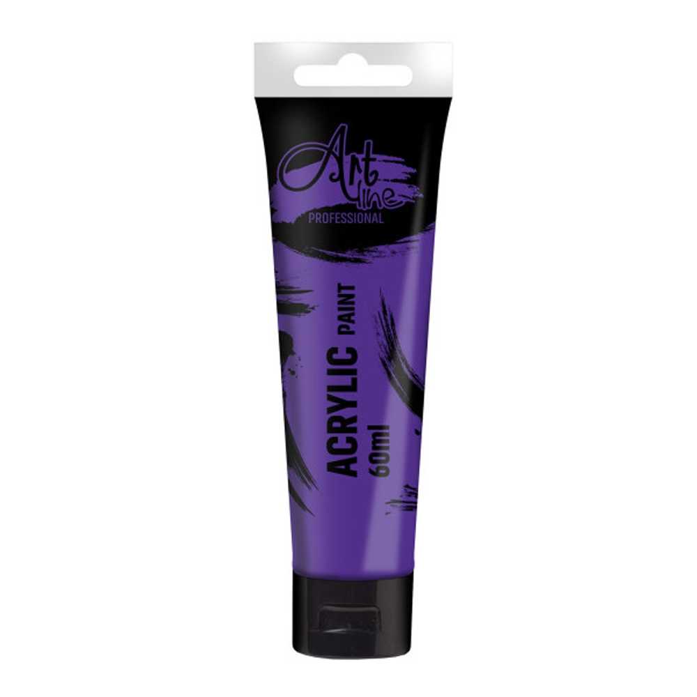 Set de 6 tuburi vopsea acrilica Artline culoare Violet 60ml pigment bogat uscare rapida pentru pictura pe panza si lemn