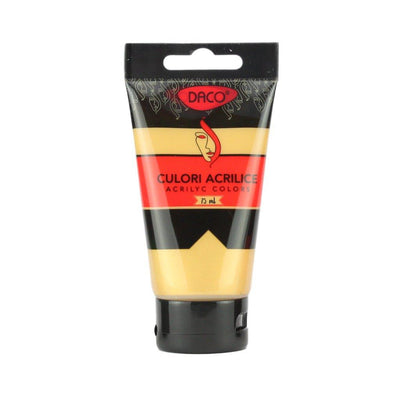 Tub vopsea acrilica DACO culoare auriu metalizat 75 ml pentru pictura pe panza lemn si proiecte decorative cu finisaj stralucitor