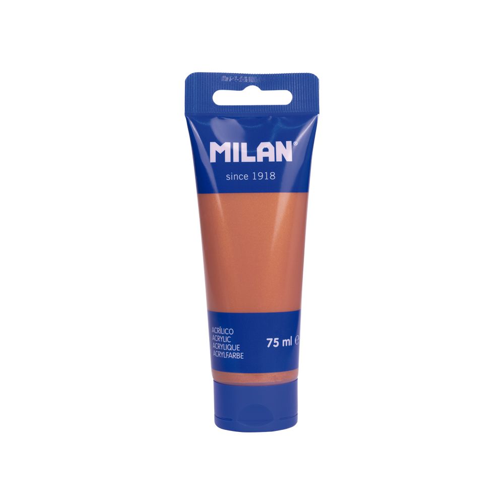 Tub vopsea acrilica MILAN nuanța Copper Cupru de 75 ml cu efect metalic si finisaj lucios pentru proiecte artistice si hobby
