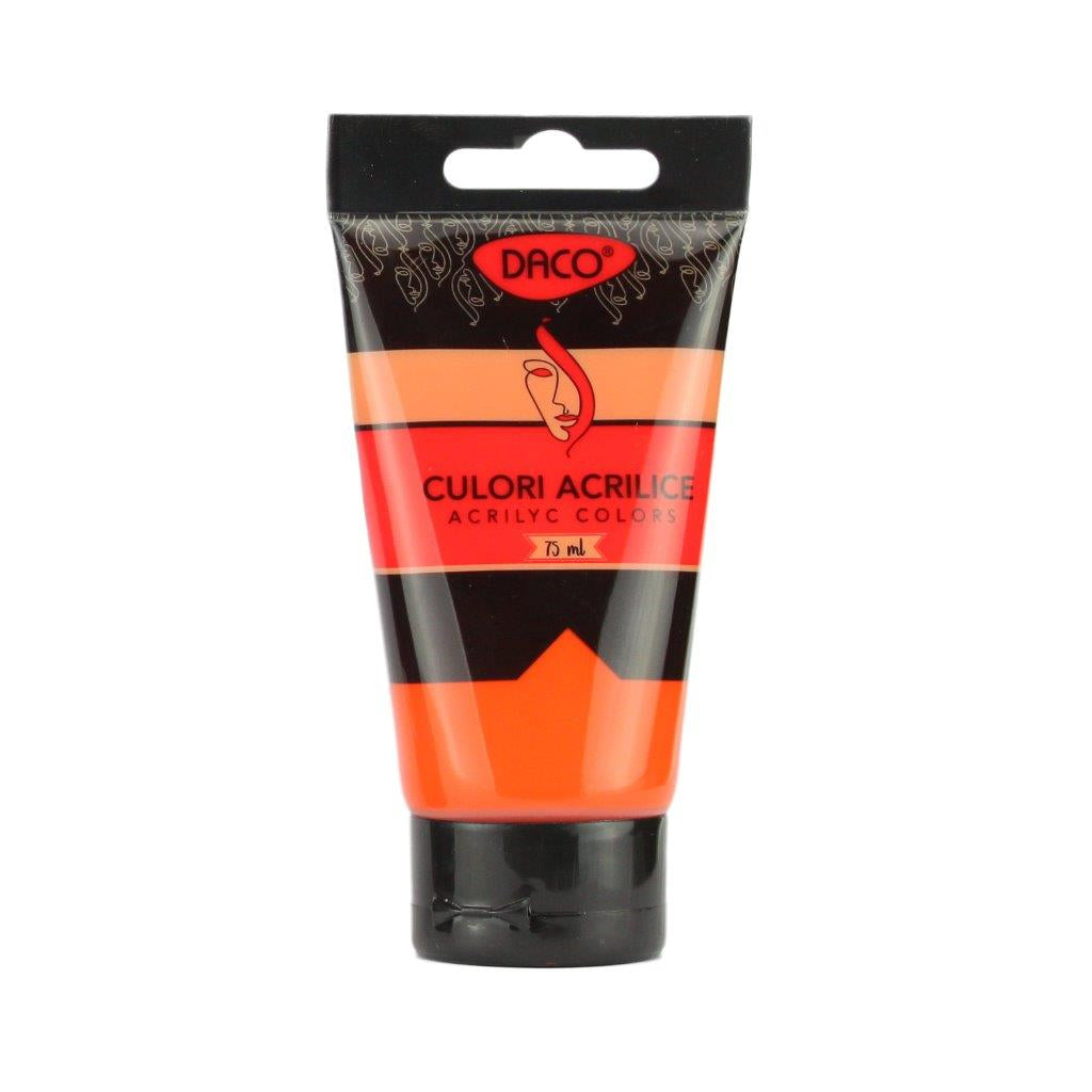 Tub vopsea acrilica DACO culoare portocaliu intens 75 ml pigment vibrant pentru pictura pe panza lemn si peisaje de toamna
