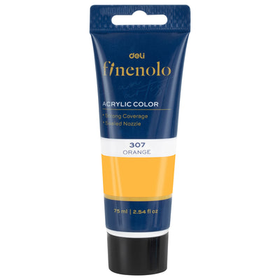 Tub 75 ml vopsea acrilica Deli culoare portocaliu intens cu putere mare de acoperire pentru pictura si proiecte creative hobby