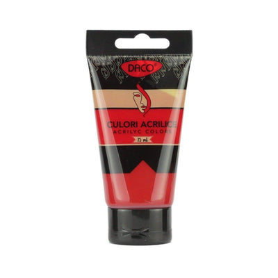 Tub vopsea acrilica DACO culoare Rosu Carmin 75 ml pigment premium pentru pictura pe panza flori si proiecte creative elegante