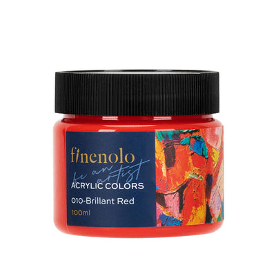 Borcanas 100 ml vopsea acrilica Finenolo Deli culoare rosu intens cu putere mare de acoperire pentru pictura si hobby creative