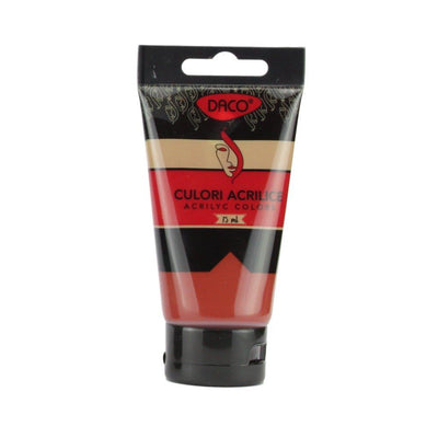 Tub vopsea acrilica DACO culoare Rosu Ocru 75 ml pigment intens pentru pictura pe panza peisaje naturale si proiecte DIY creative