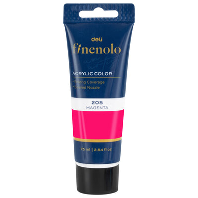 Tub 75 ml vopsea acrilica Deli culoare roz intens cu putere mare de acoperire pentru pictura si proiecte creative hobby