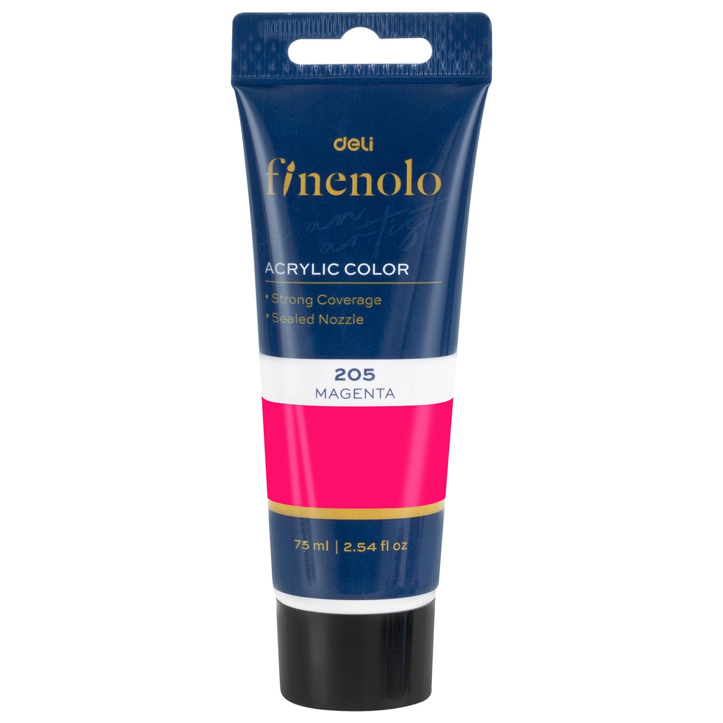 Tub 75 ml vopsea acrilica Deli culoare roz intens cu putere mare de acoperire pentru pictura si proiecte creative hobby