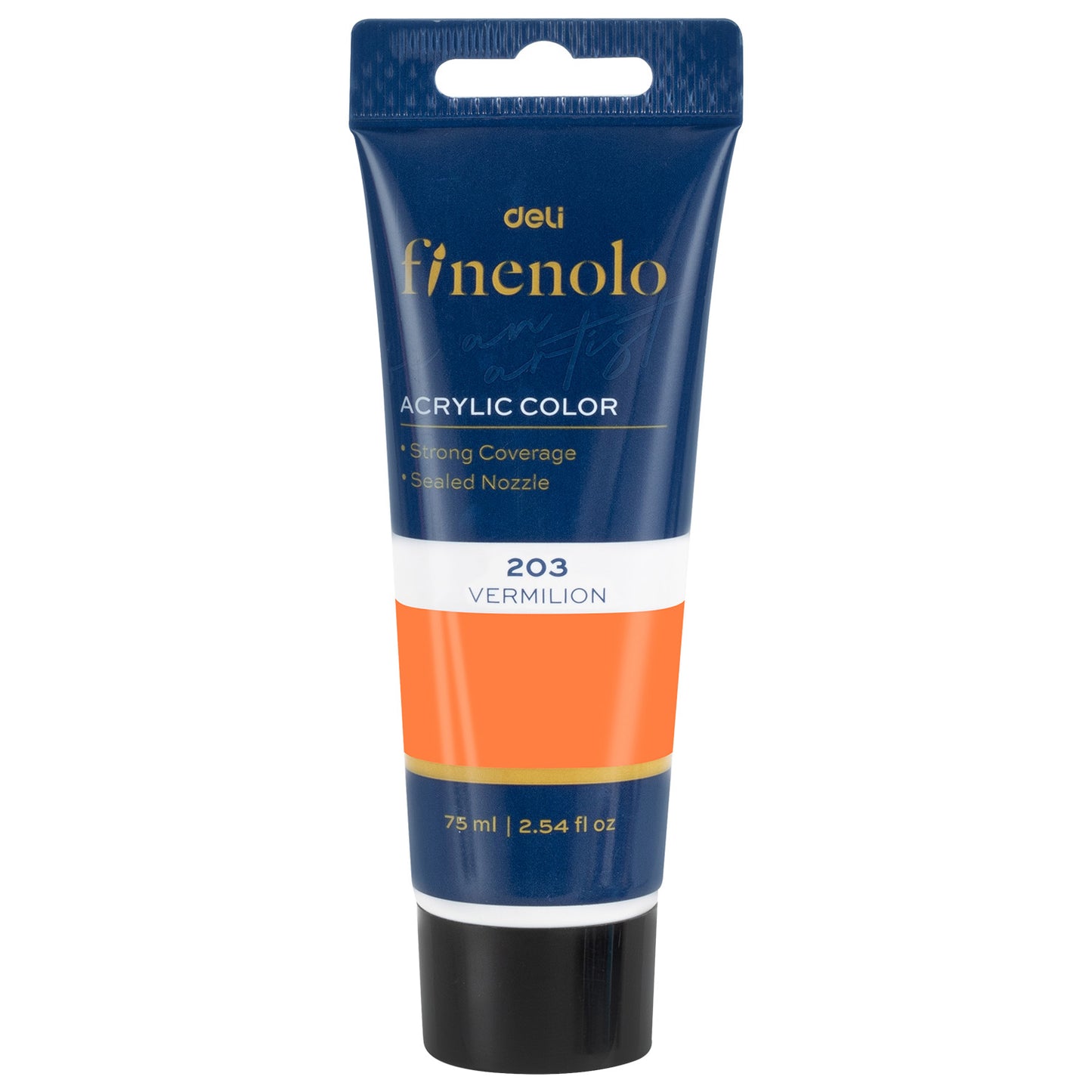 Tub 75 ml vopsea acrilica Deli culoare scortisoara maro cald cu putere mare de acoperire pentru pictura si hobby