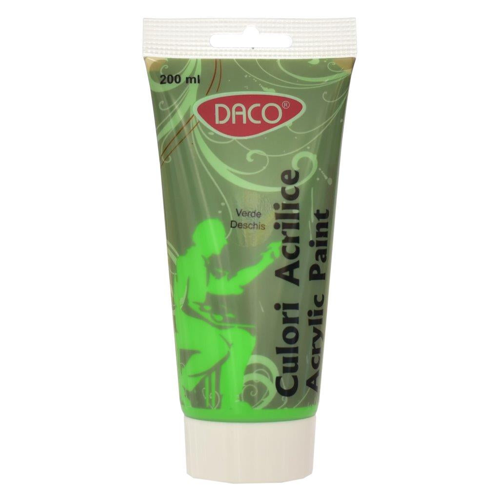 Tub vopsea acrilica DACO culoare Verde Deschis 200 ml pigment intens acoperire uniforma pentru pictura pe panza lemn si proiecte decorative